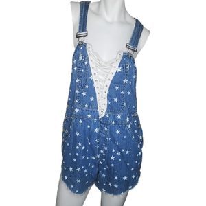 LF Furst of a Kind upcycled star print overalls